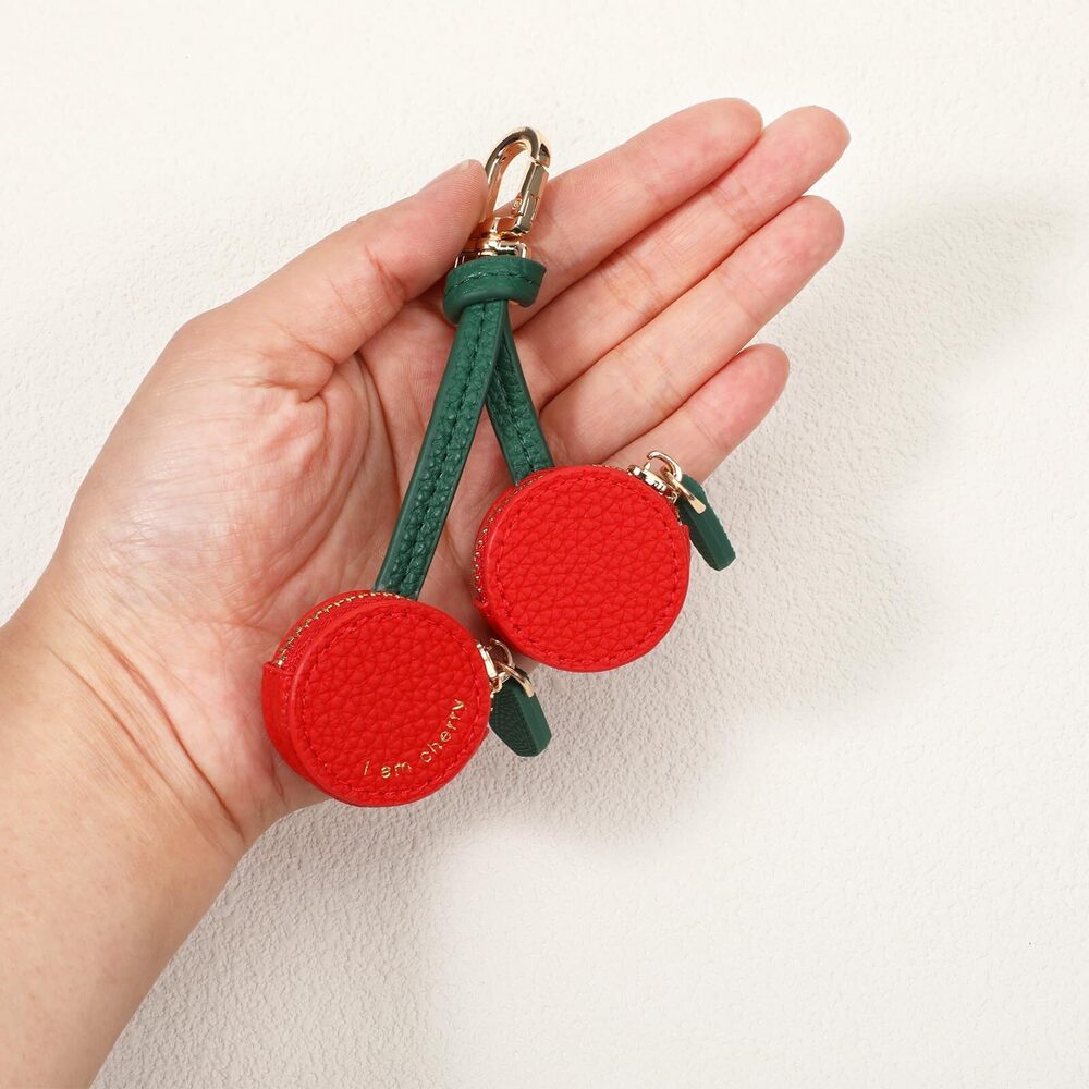 4395 Cherry Design Coin Purse Charm Handmade Mini Zipper Pouch Keychain - Picture 7 of 7